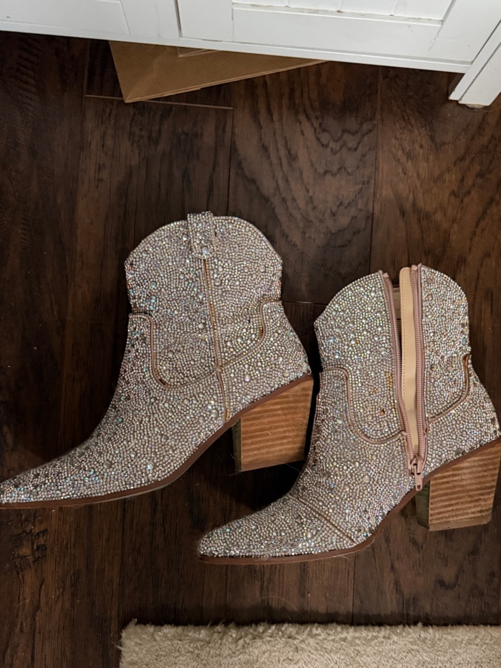 Betsey Johnson Crystal Embellished Pink Ankle Boots